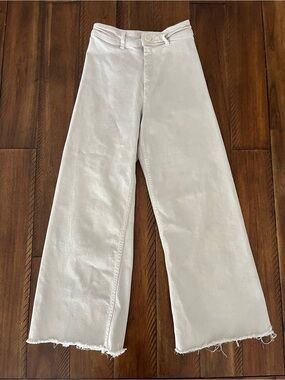 Zara White Wide Leg Cream Flare Jeans